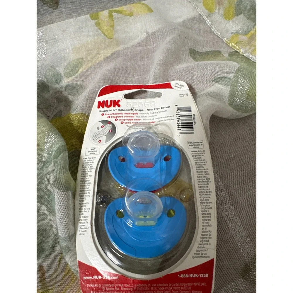 Nuby Teething Bibs 2pk & NUK Orthodontic Pacifiers 6-18m 2pk Bundle BPA Free NEW